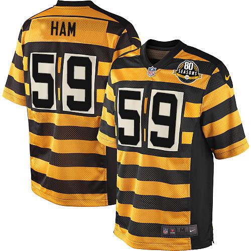 Men's Game Jack Ham 80th Anniversary Nike Jersey Gold/Black Alternate - #59 Throwback NFL Pittsburgh Steelers